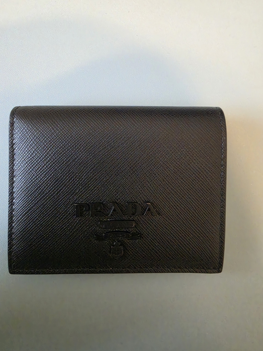 Prada Embossed Saffiano Leather Wallet in Black